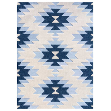 Light Blue Aztec Outdoor Area Rug