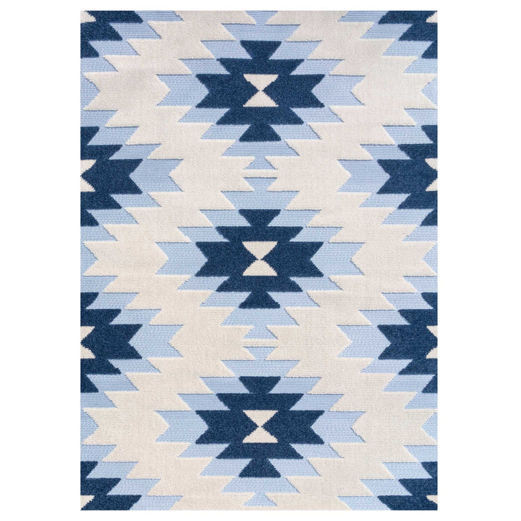 Light Blue Aztec Outdoor Area Rug