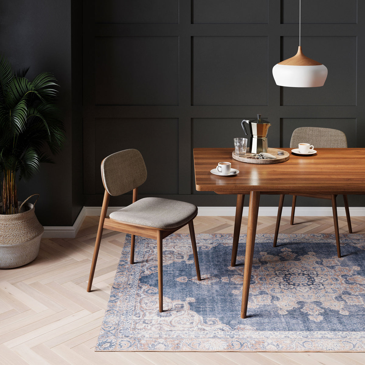 Flatwoven Washable Denim Blue Area Rug - Ballina