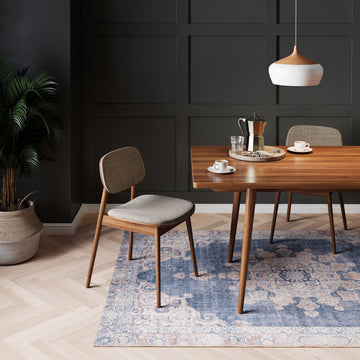 Flatwoven Washable Denim Blue Area Rug - Ballina