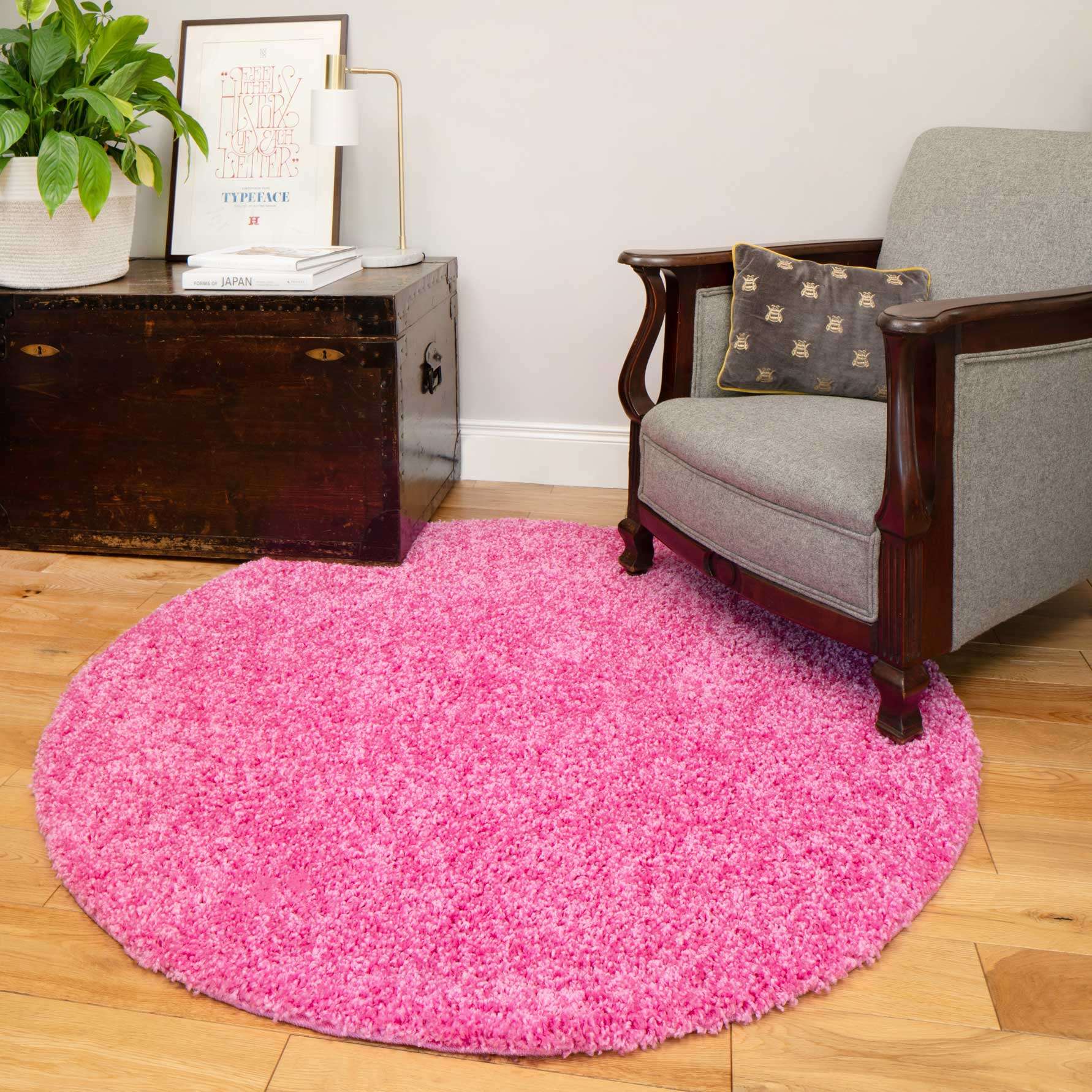 Barbie Pink Shaggy Circle Rug | Living Room Rugs | Kukoon Rugs Online