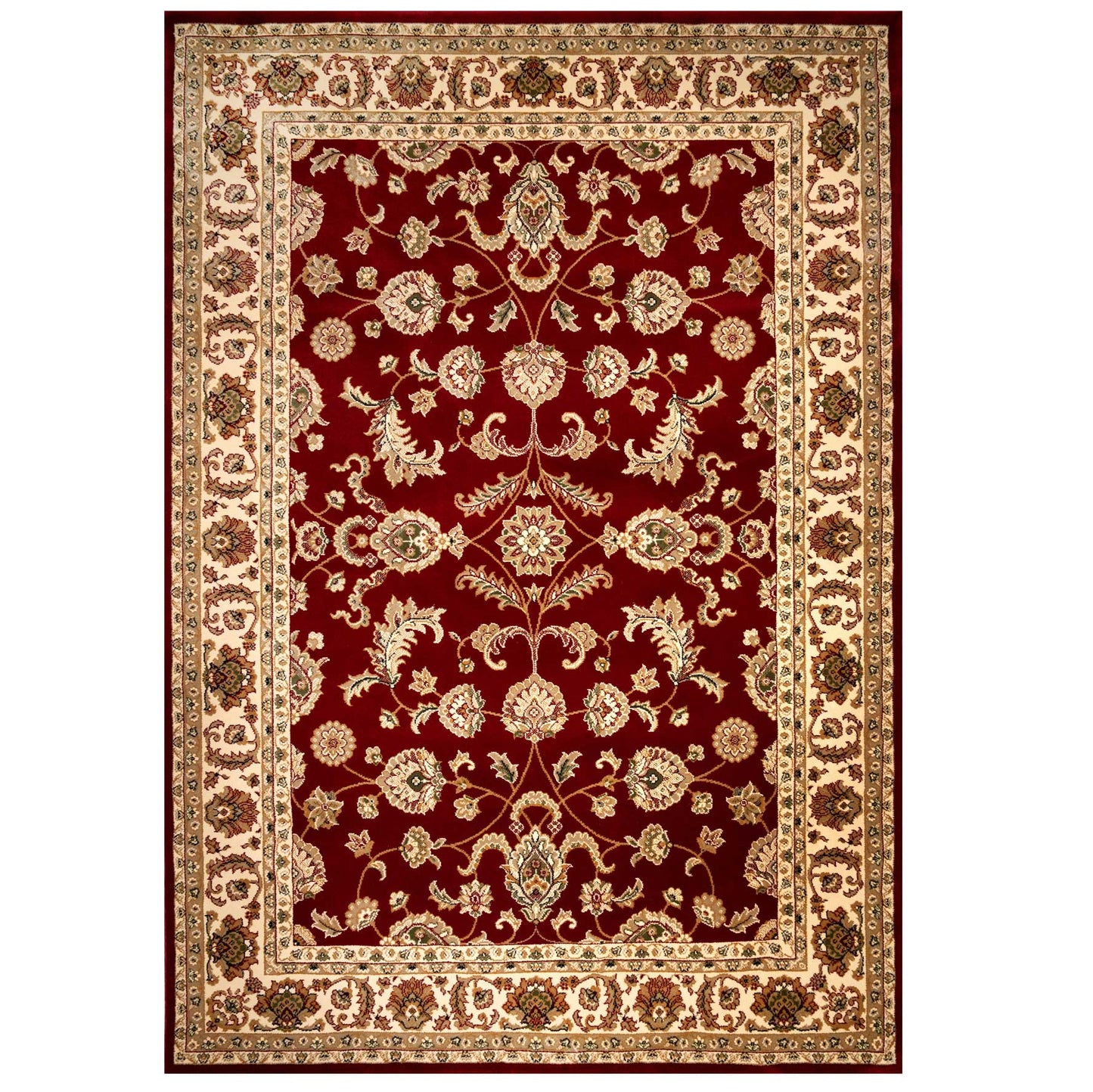 Traditional Red Motif Bordered Rug
