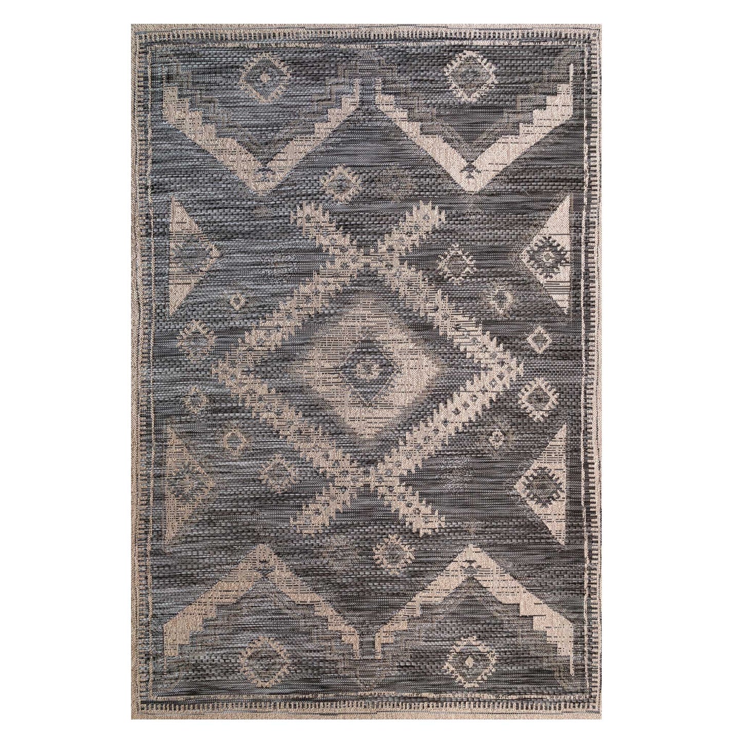 Grey Textured Flatweave Aztec Area Rug | Living Room Rugs | Kukoon Rugs ...