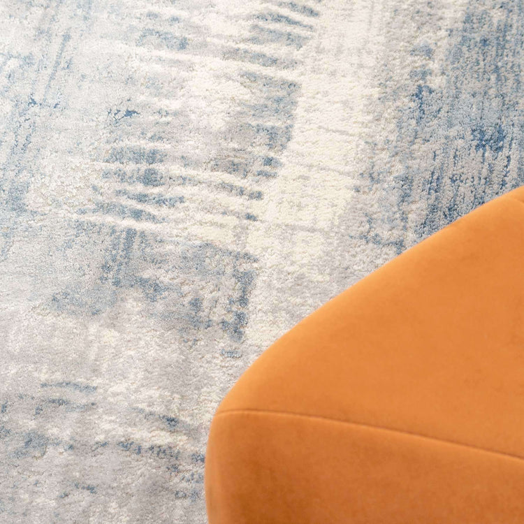 Soft Blue Distressed Abstract Living Room Area Rug