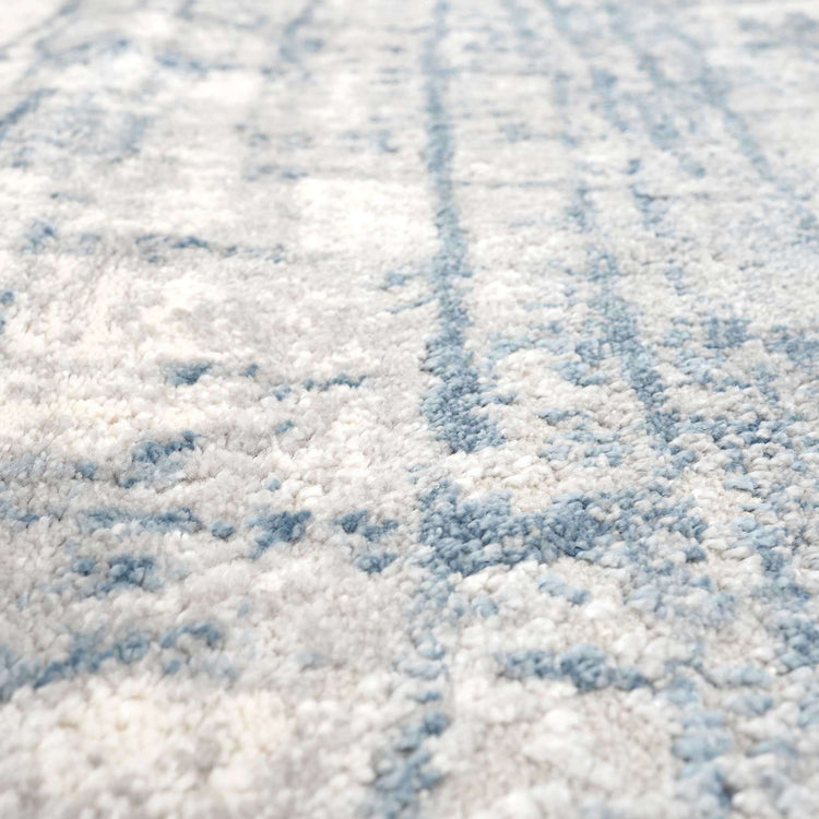Soft Blue Distressed Abstract Living Room Area Rug