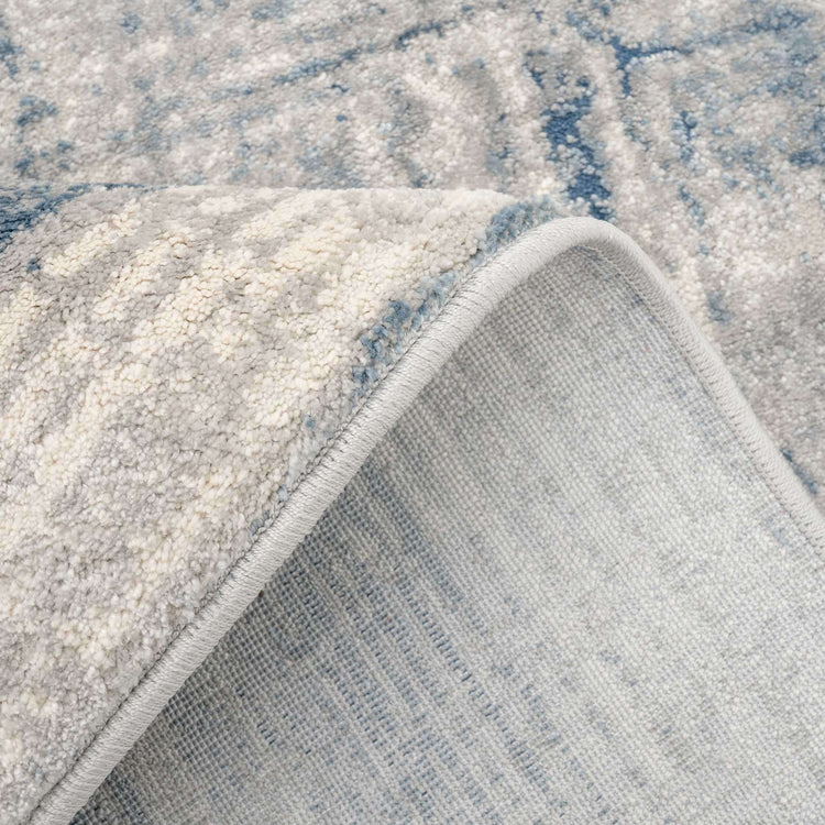 Soft Blue Distressed Abstract Living Room Area Rug