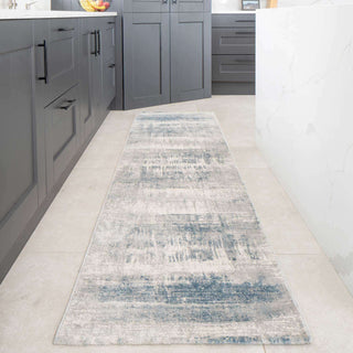 Soft Blue Distressed Abstract Living Room Area Rug