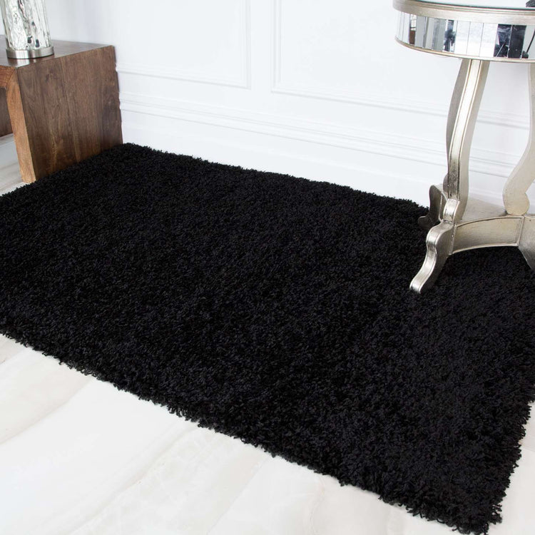 Super Soft Black Shaggy Runner Rug