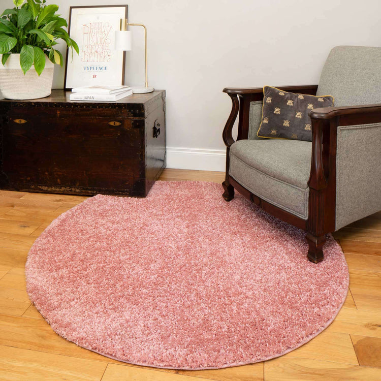 Blush Pink Shaggy Circle Rug