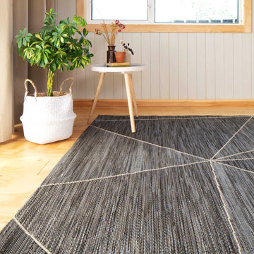 Grey Fractured Flatweave Area Rug