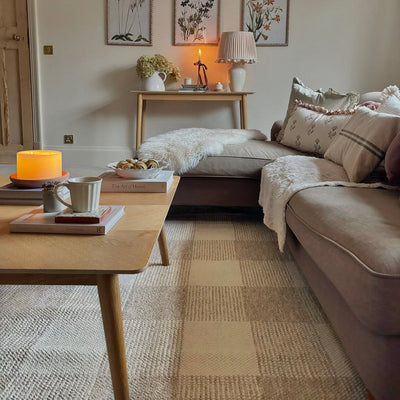 Beige Washable Checker Style Rug - Magda