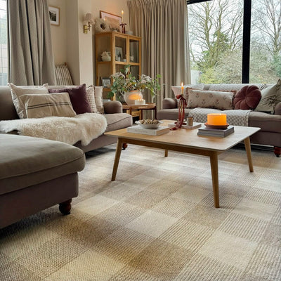 Beige Washable Checker Style Rug - Magda