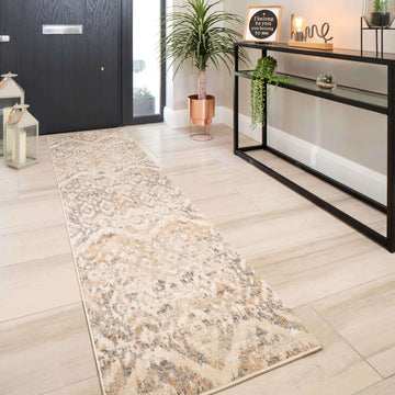 Distressed Grey Gold Diamond Area Rug