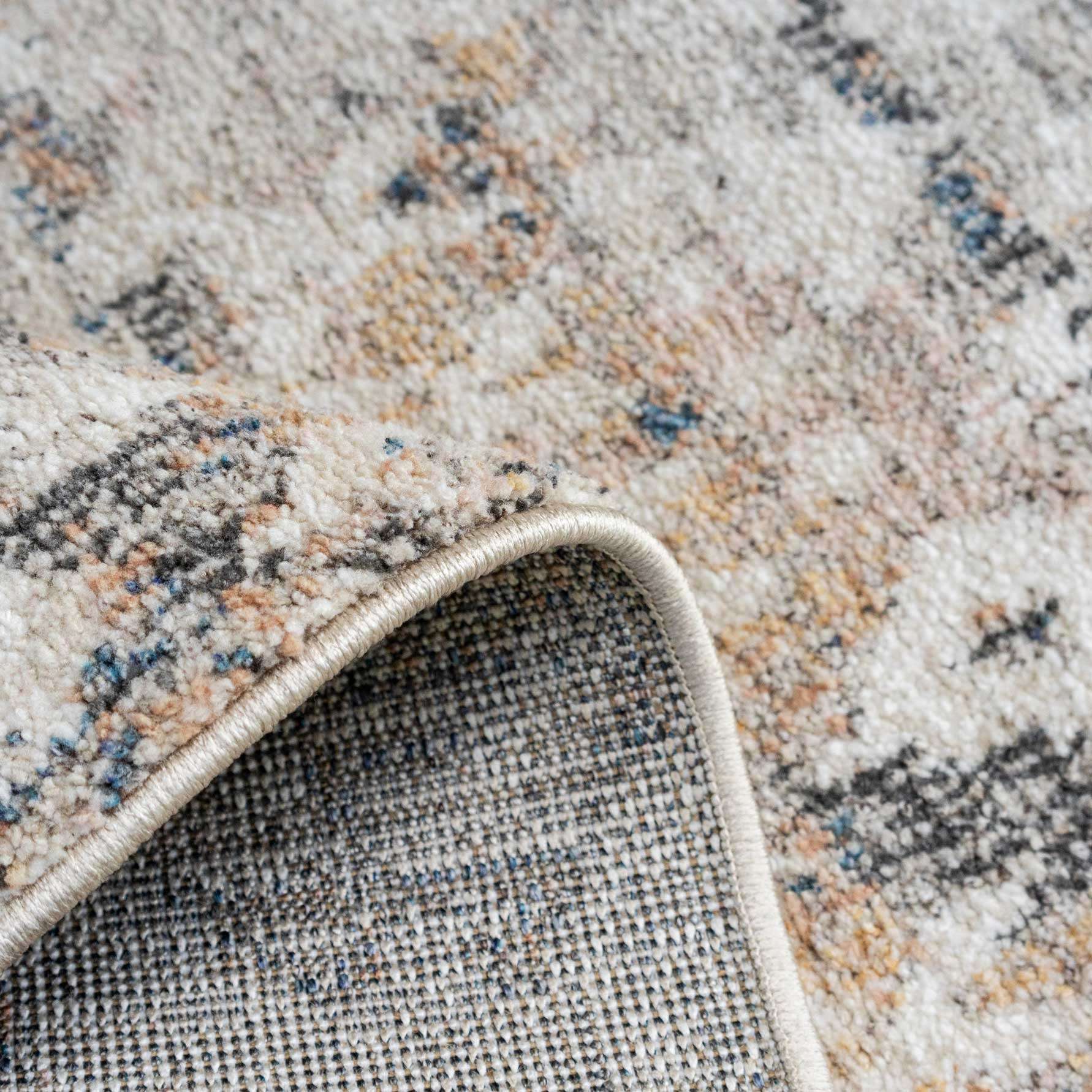 Distressed Grey Gold Diamond Area Rug