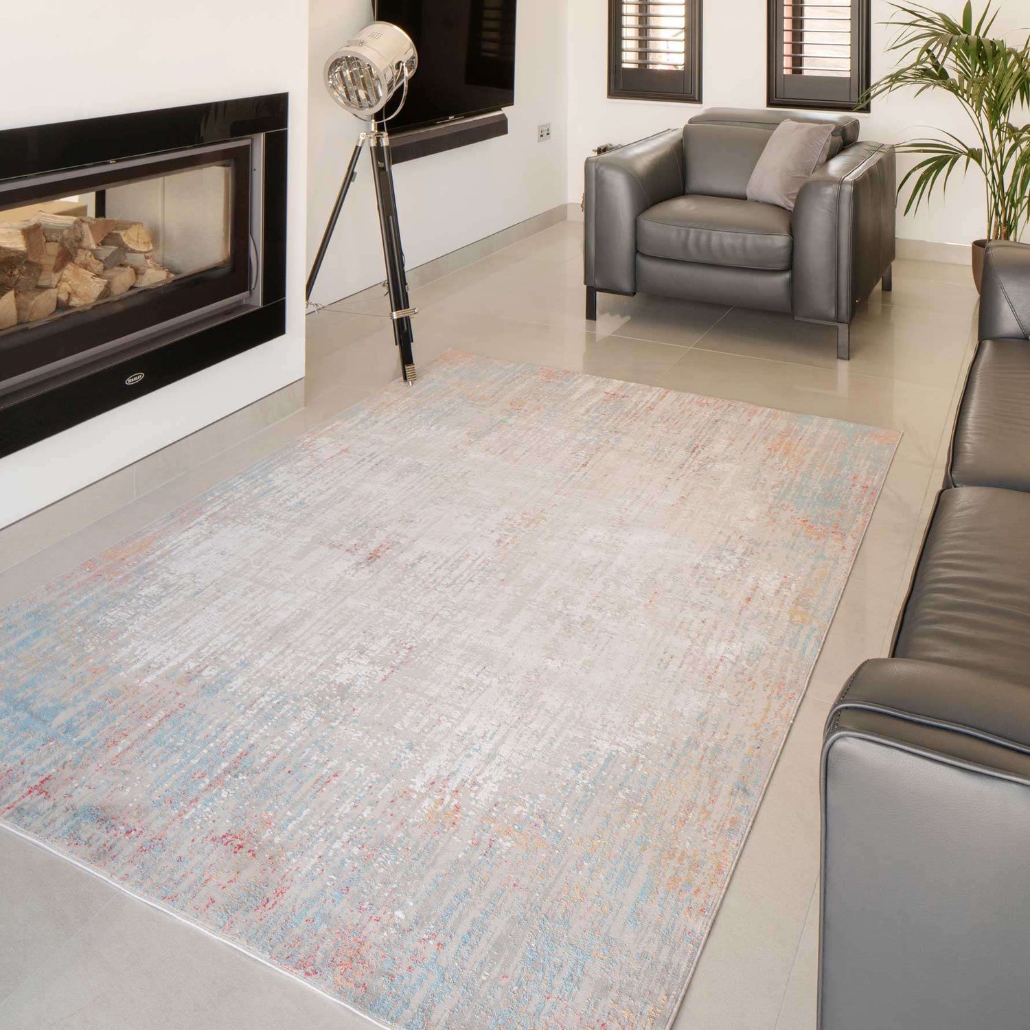 Multicolour Distressed Abstract Area Rug
