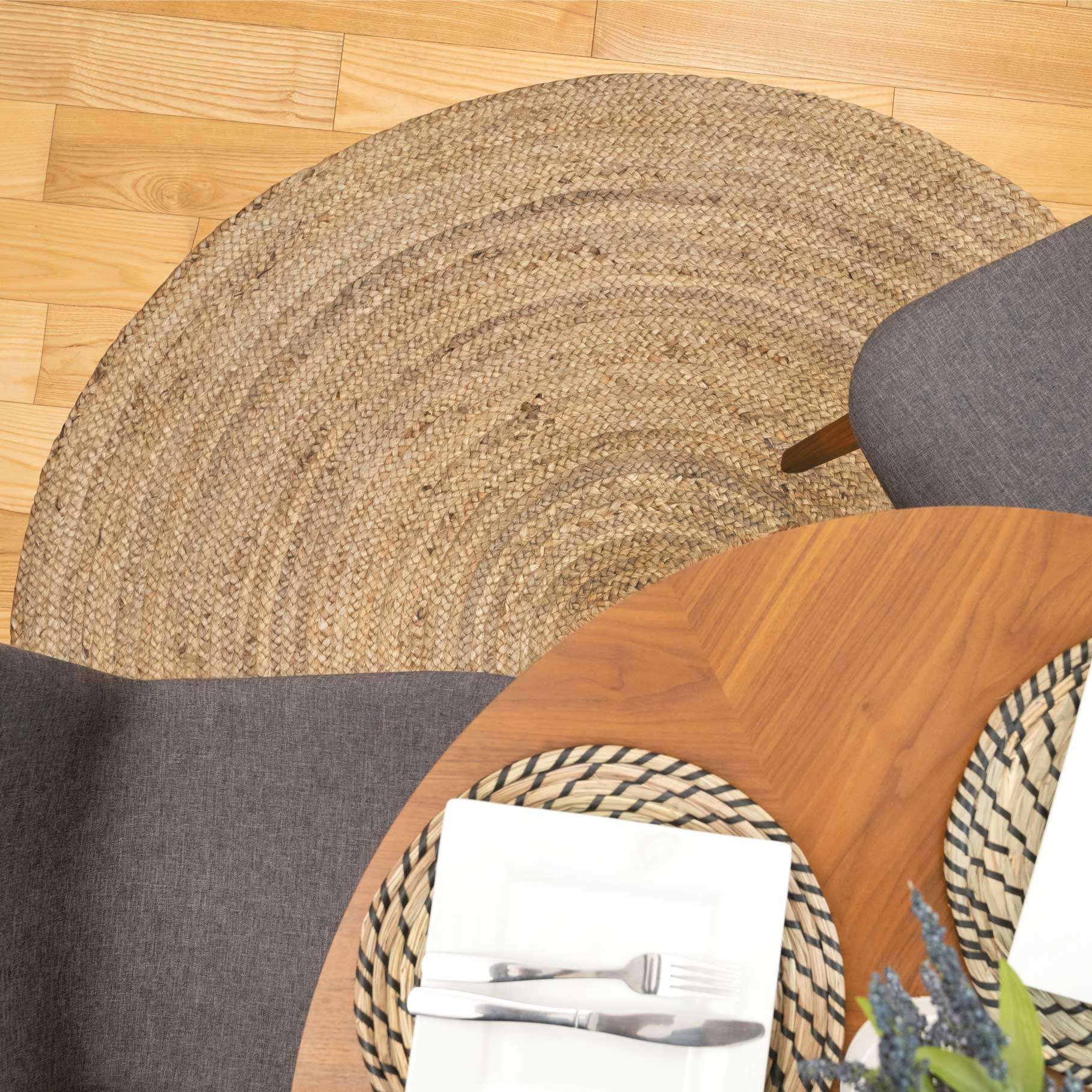 Rustic Jute Round Natural Circle Rug