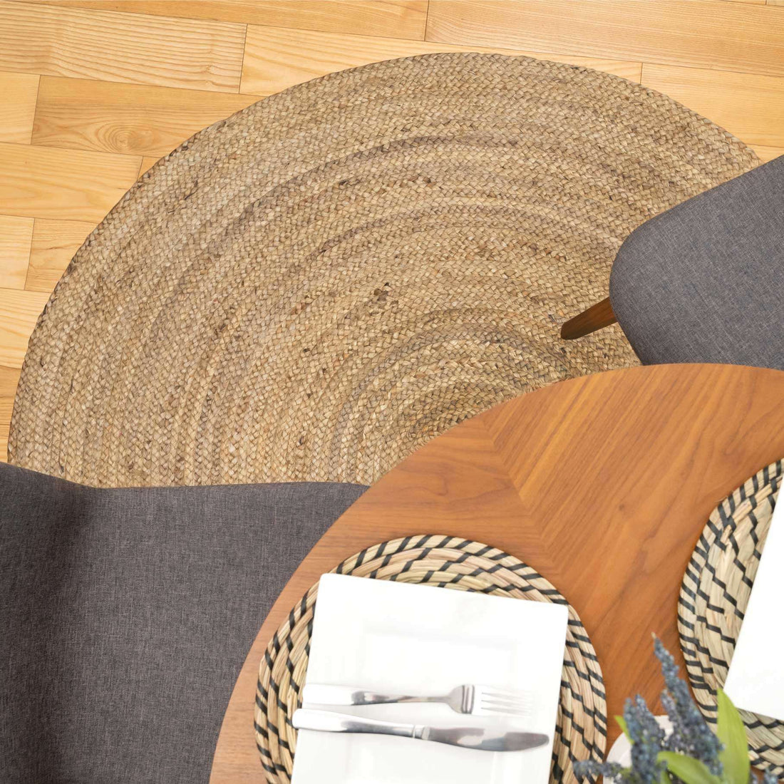 Rustic Jute Round Natural Circle Rug | Living Room Rugs | Kukoon Rugs ...