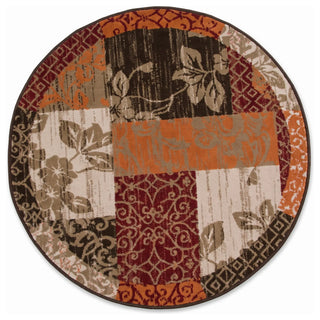 Terracotta Red Warm Patchwork Living Room Rug