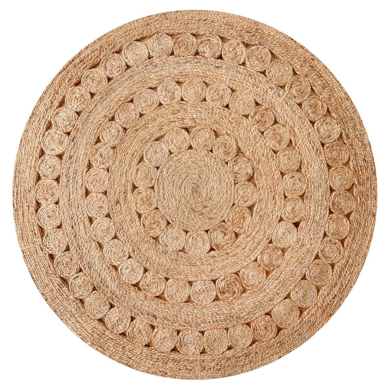 Natural Boho Mandala Woven Round Rug