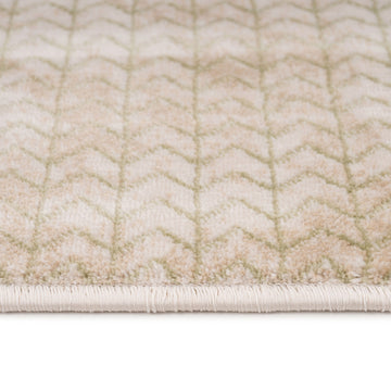 Beige Green Chevron Rug - Braided