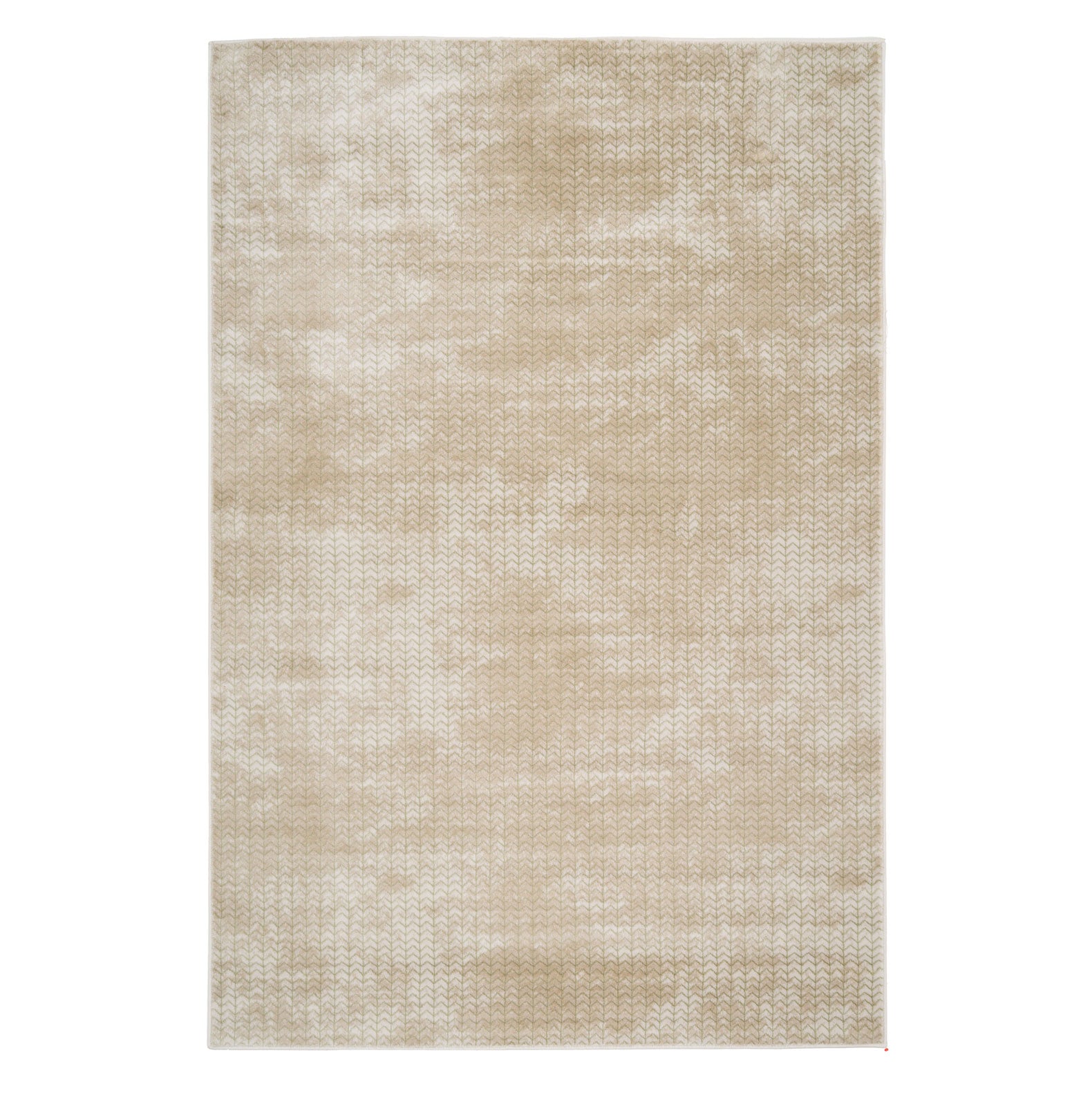 Beige Green Chevron Rug - Braided