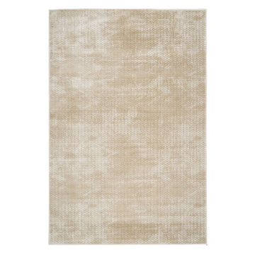 Beige Green Chevron Rug - Braided