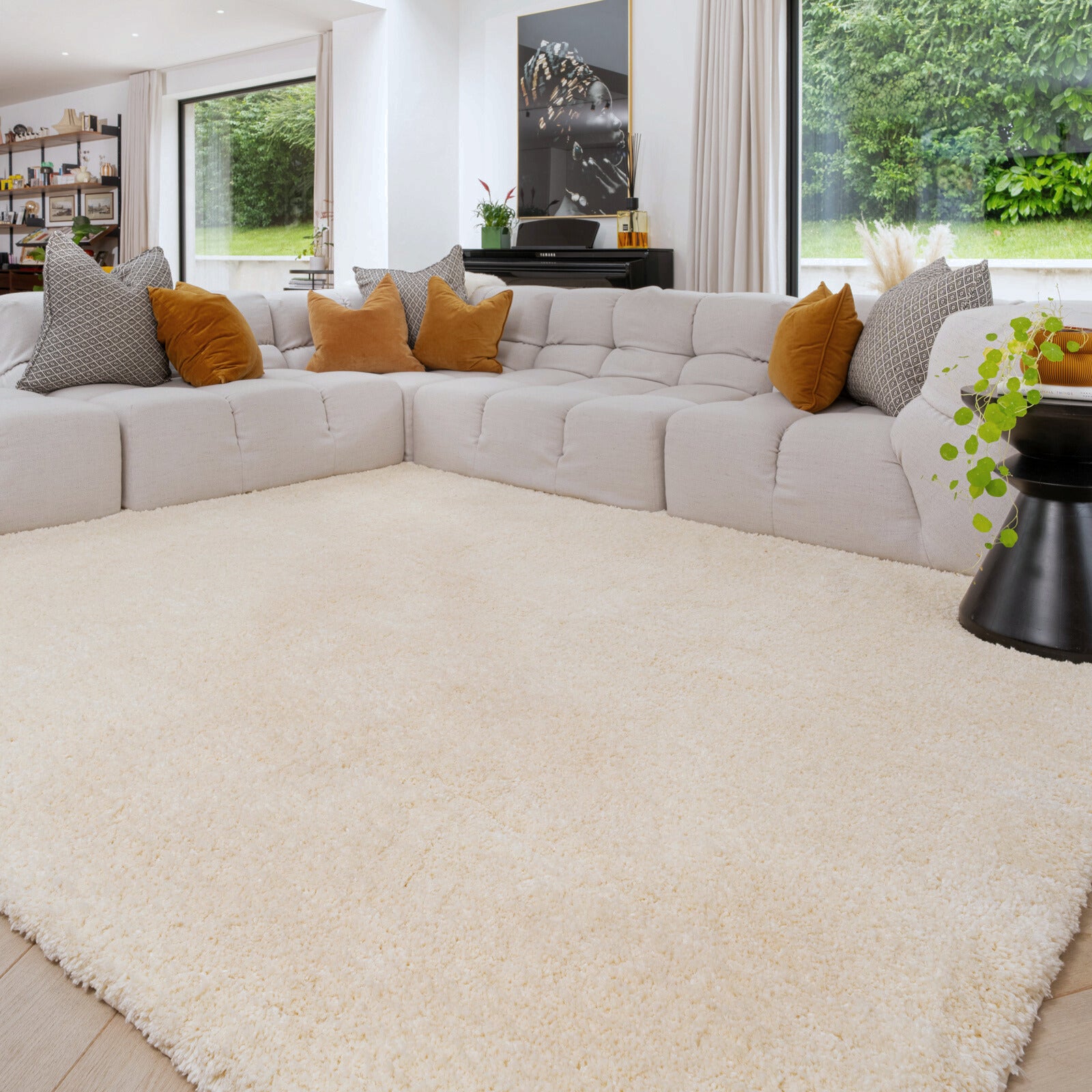 Premium Washable Shaggy Cream Rug