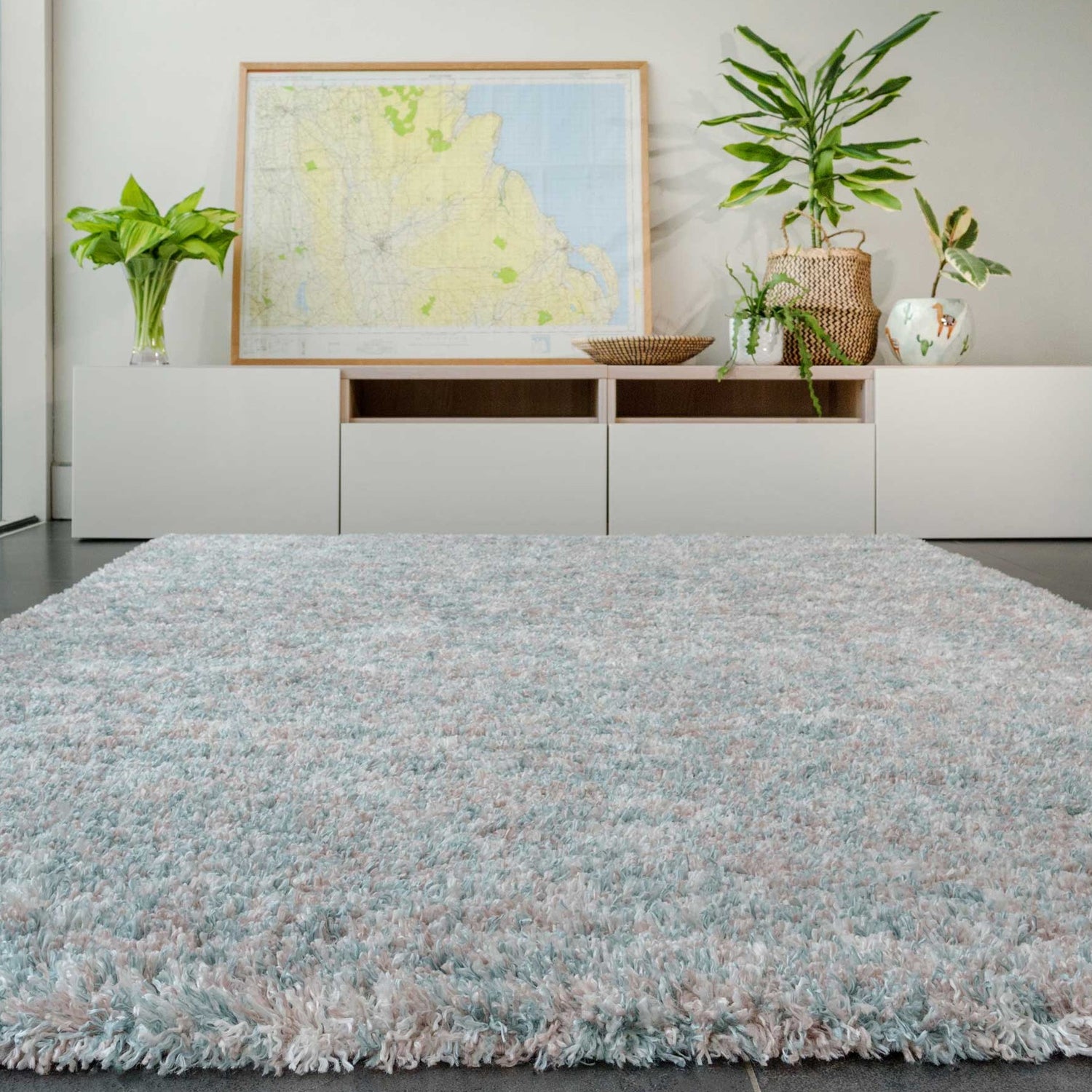 Muttled Rug Soft Mottled Light Blue Shaggy Area Rug - Camberley | Living Room Rugs ...