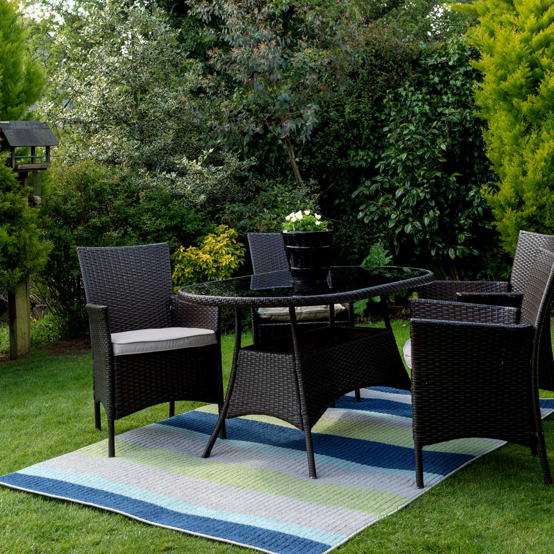 Blue Striped Indoor Outdoor Rug - Cordy