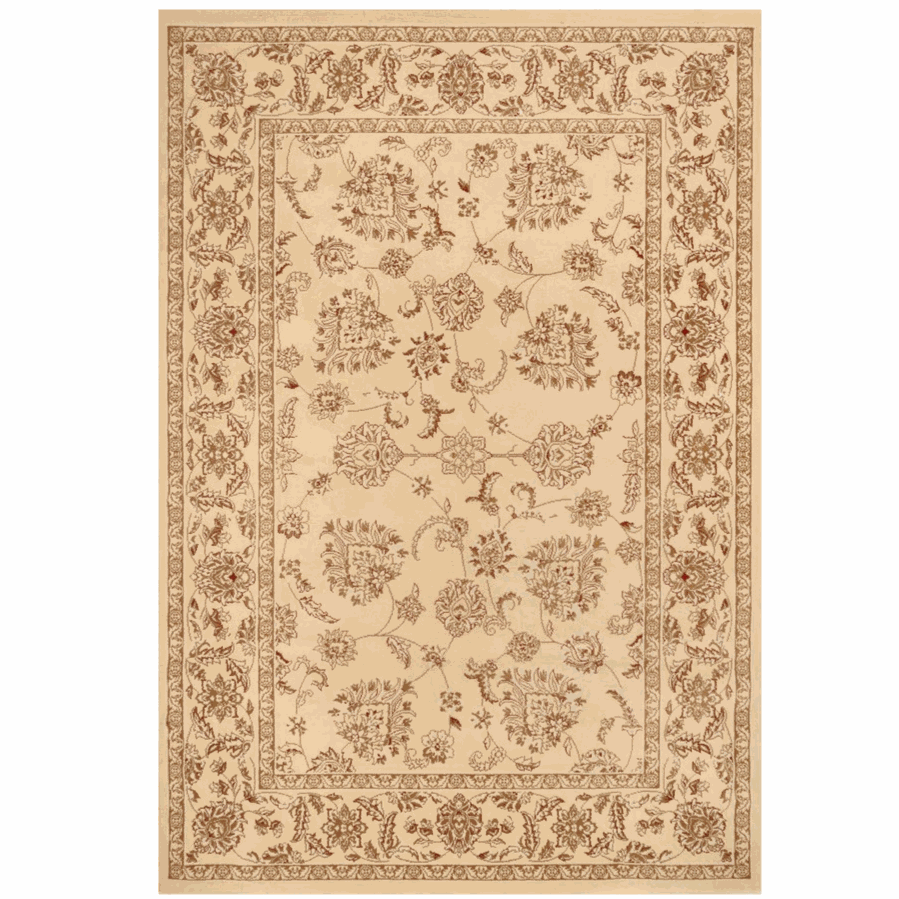 Traditional Cream Motif Bordered Rug