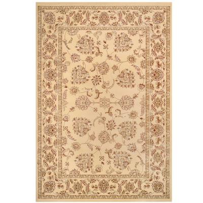 Traditional Cream Motif Bordered Rug