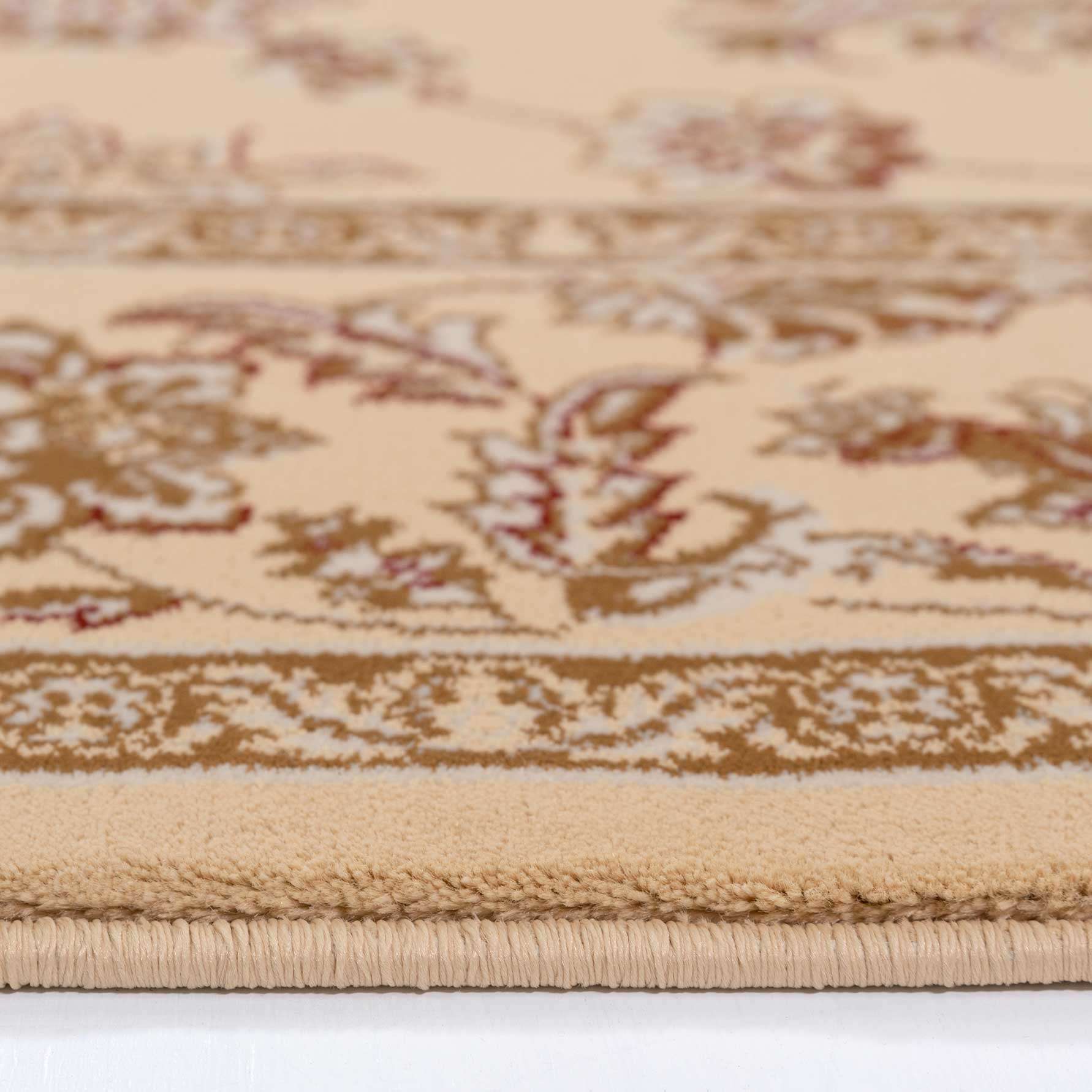 Traditional Cream Motif Bordered Rug