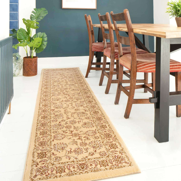 Traditional Cream Motif Bordered Rug