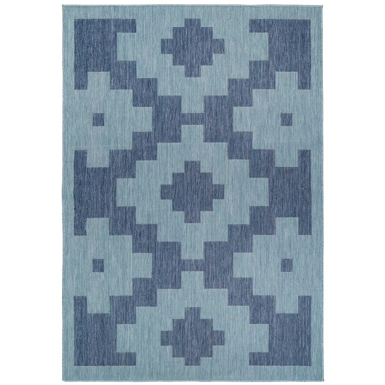 Blue Geometric Indoor Outdoor Area Rug