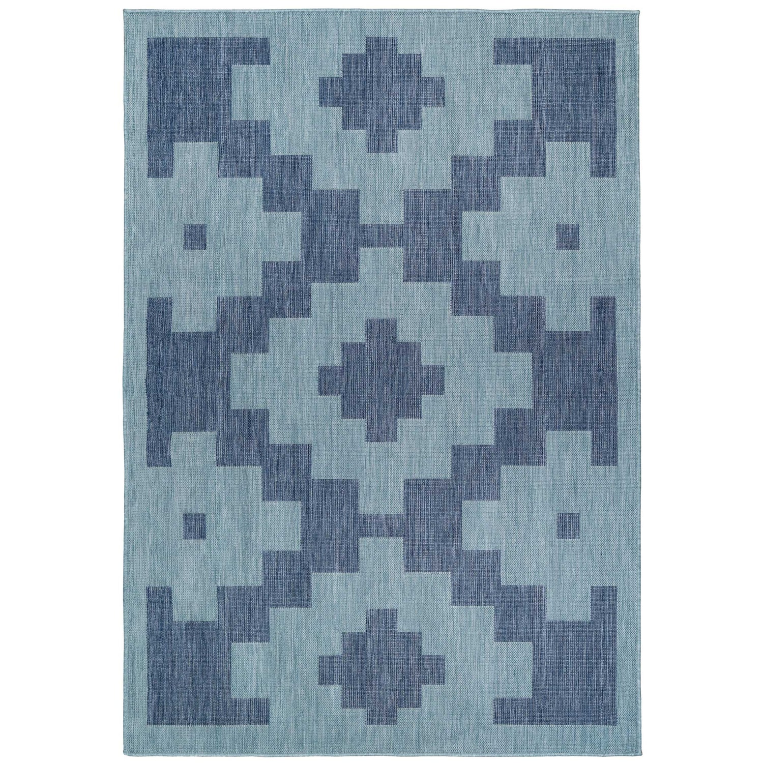 Blue Geometric Indoor Outdoor Area Rug