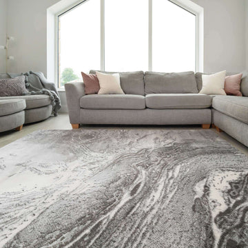 Modern Grey Textured Living Room Rug
