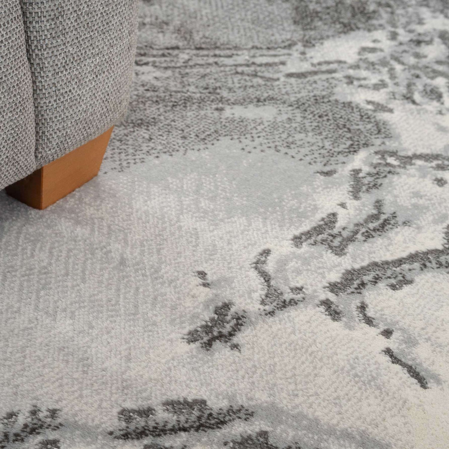 Modern Grey Textured Living Room Rug
