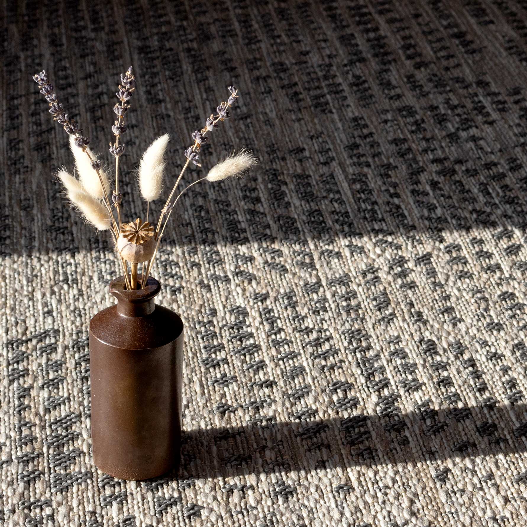 Diamond Grey Textured Flatweave Area Rug