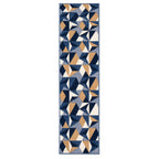 Blue Grey Modern Geometric Runner Rug