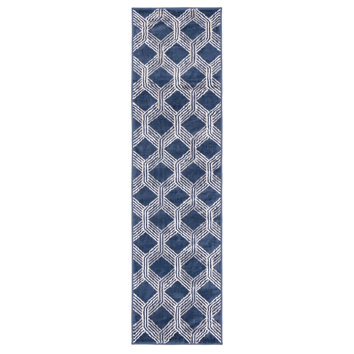 Chic Geometric Navy Runner Rug