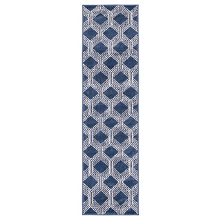Chic Geometric Navy Runner Rug