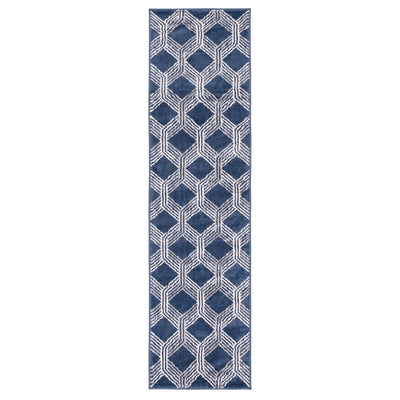 Chic Geometric Navy Runner Rug