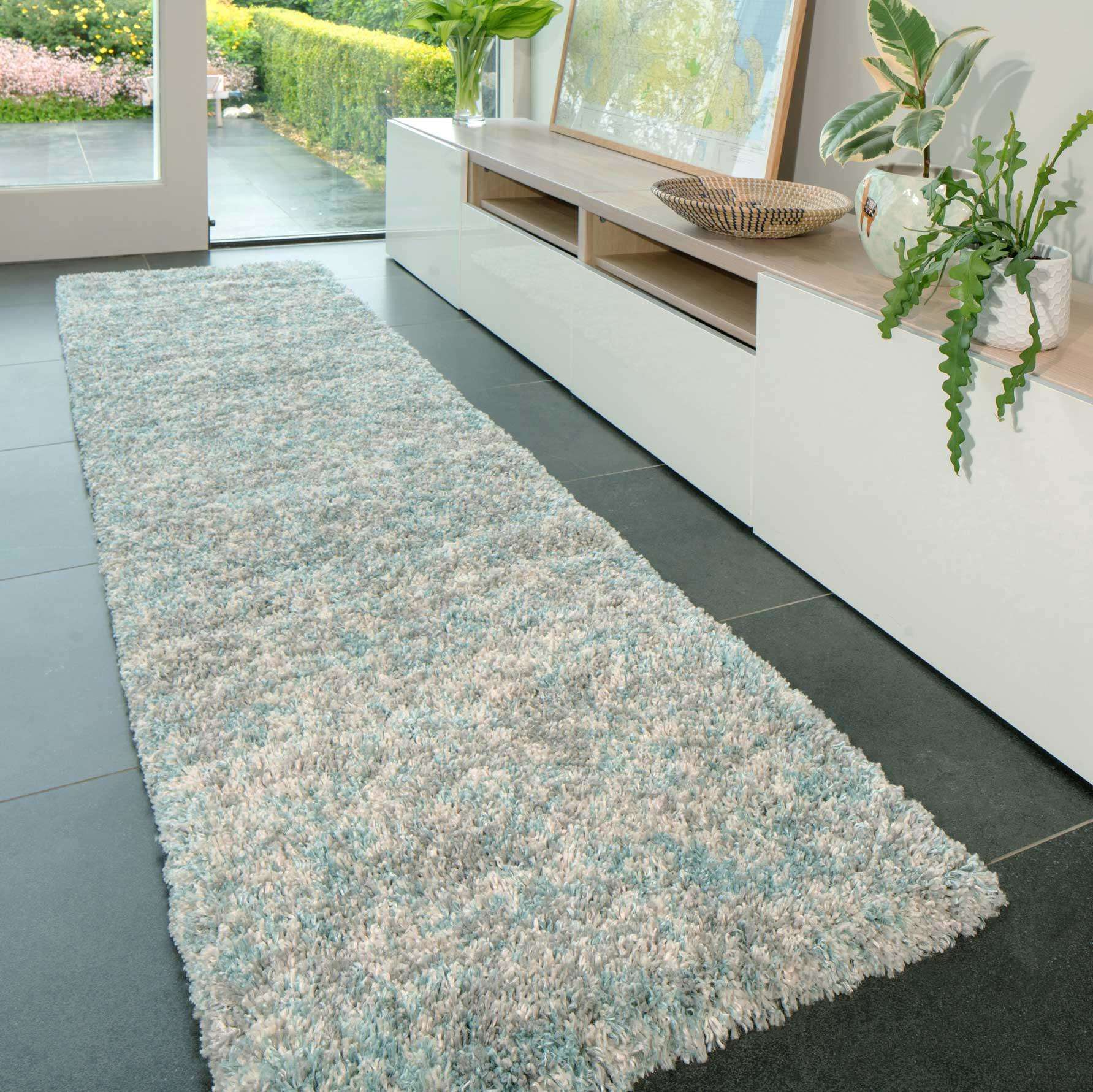 Soft Mottled Duck Egg Shaggy Area Rug