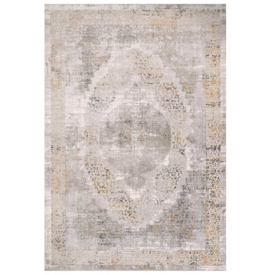 Traditional Grey Medallion Living Room Rug