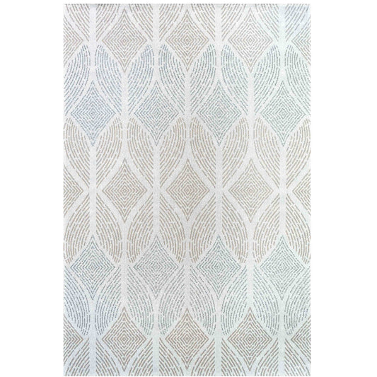 Moroccan Tile Faded Beige Woven Sustainable Recycled Cotton Rug