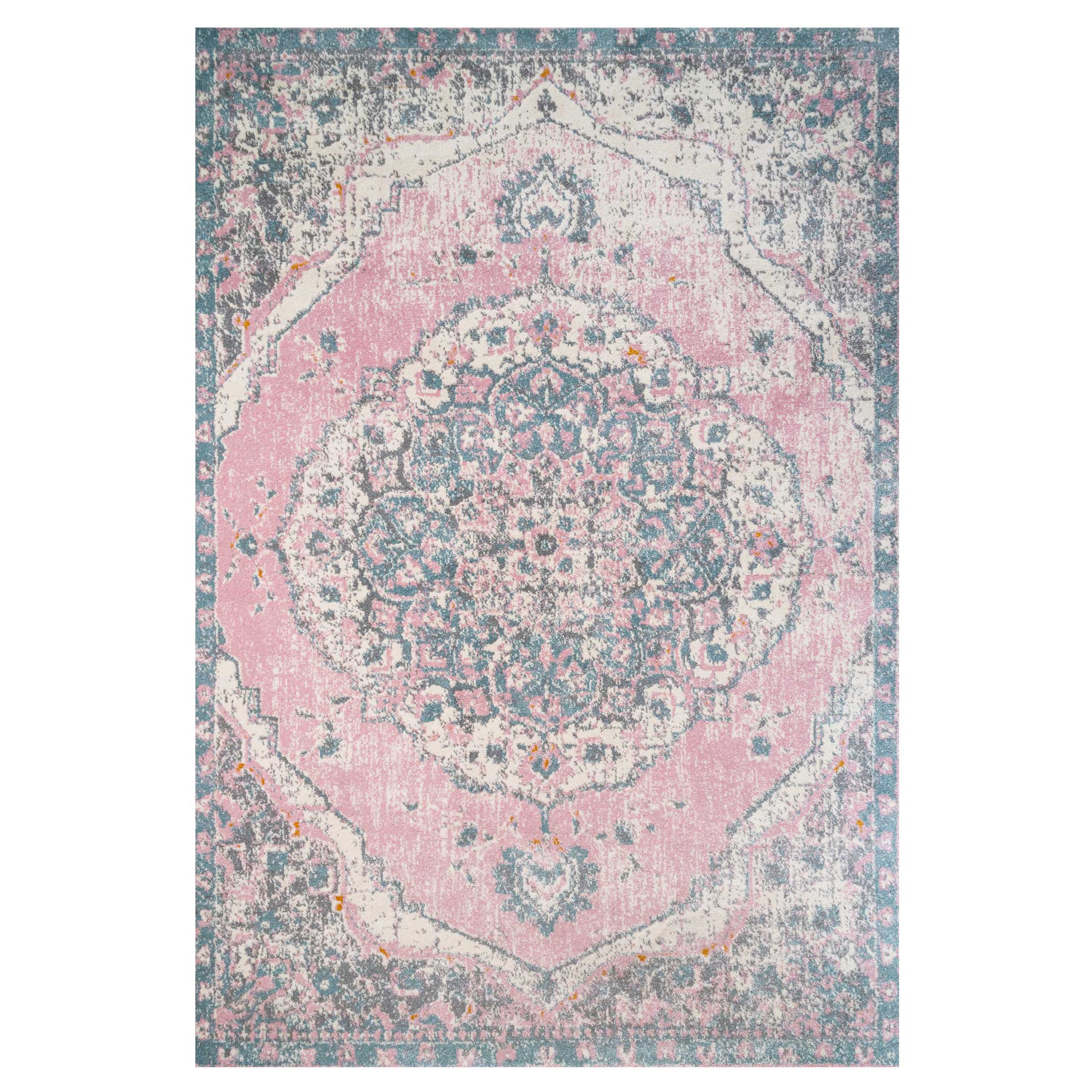 Distressed Pink Medallion Area Rug - Emelia | Living Room Rugs | Kukoon ...