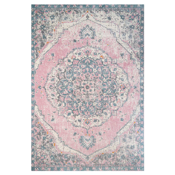 Distressed Pink Medallion Area Rug