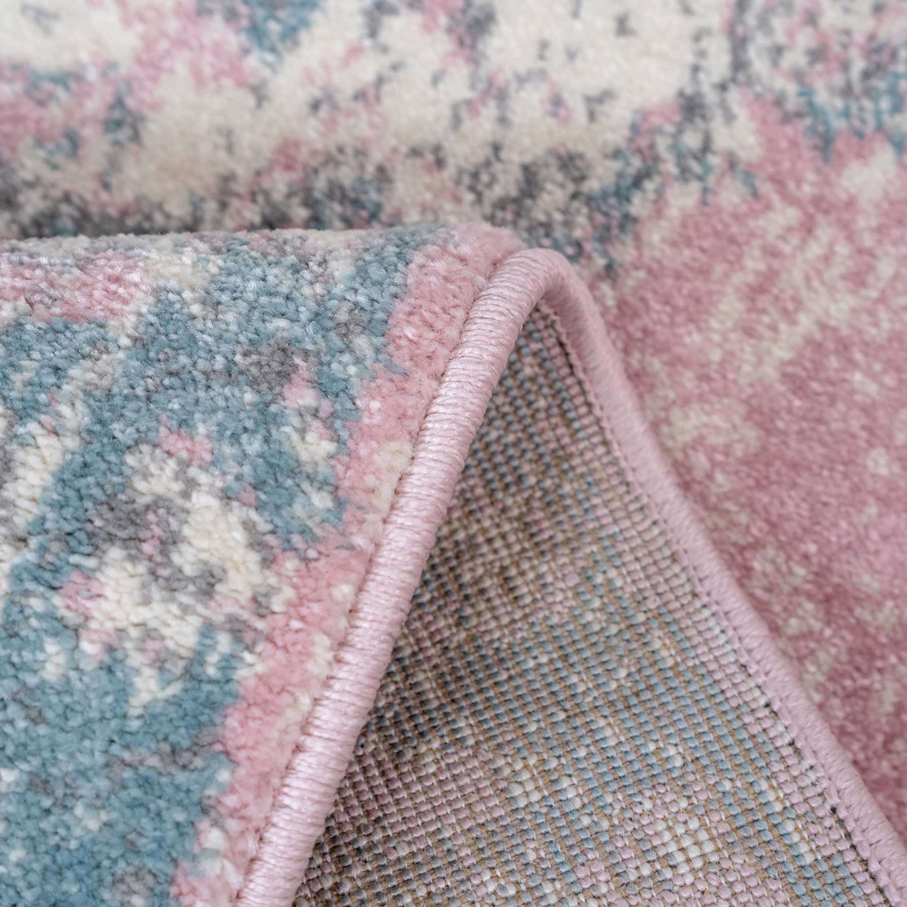 Distressed Pink Medallion Area Rug