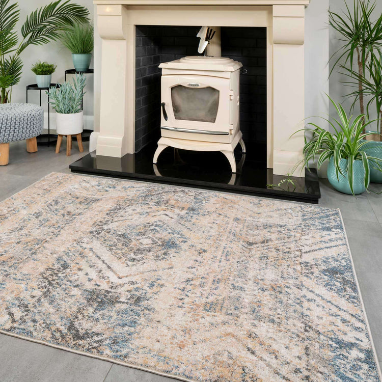 Soft Multicolour Concentric Diamond Area Rug