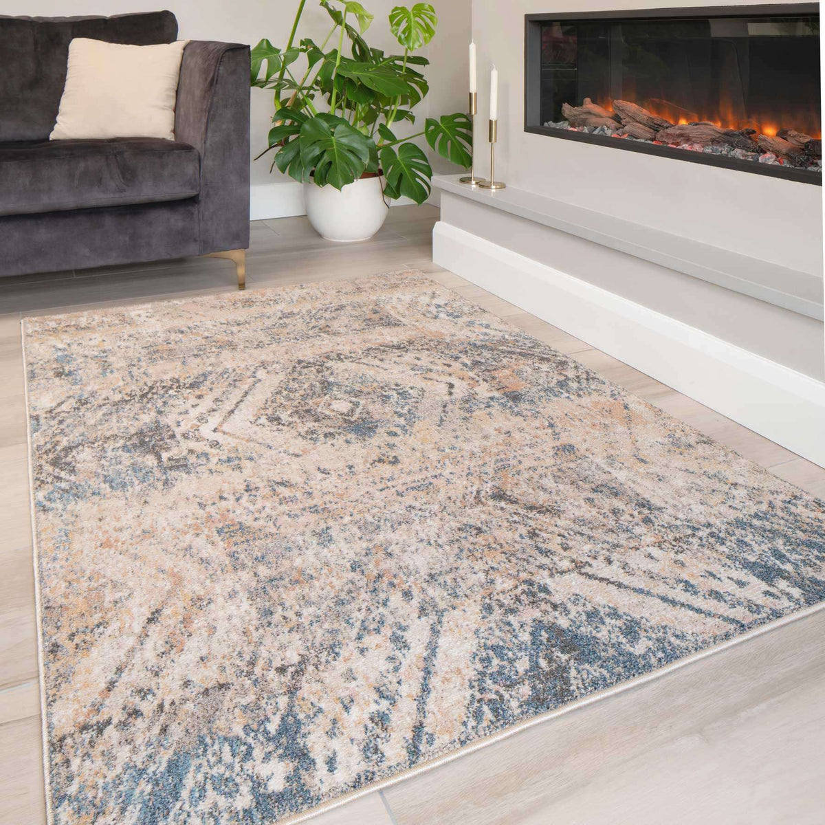 Soft Multicolour Concentric Diamond Area Rug